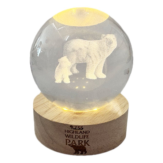 Highland Wildlife Park Polar Bear Light Up Crystal Globe