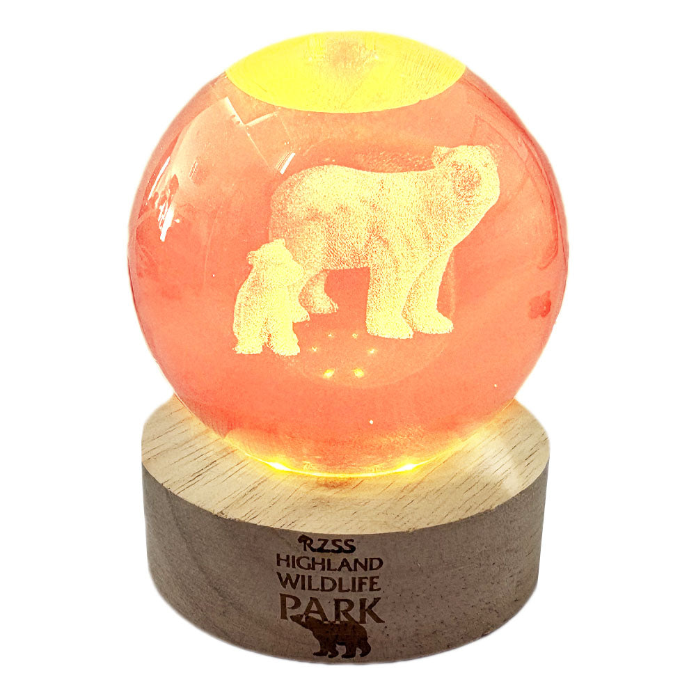 Highland Wildlife Park polar bear light up crystal globe