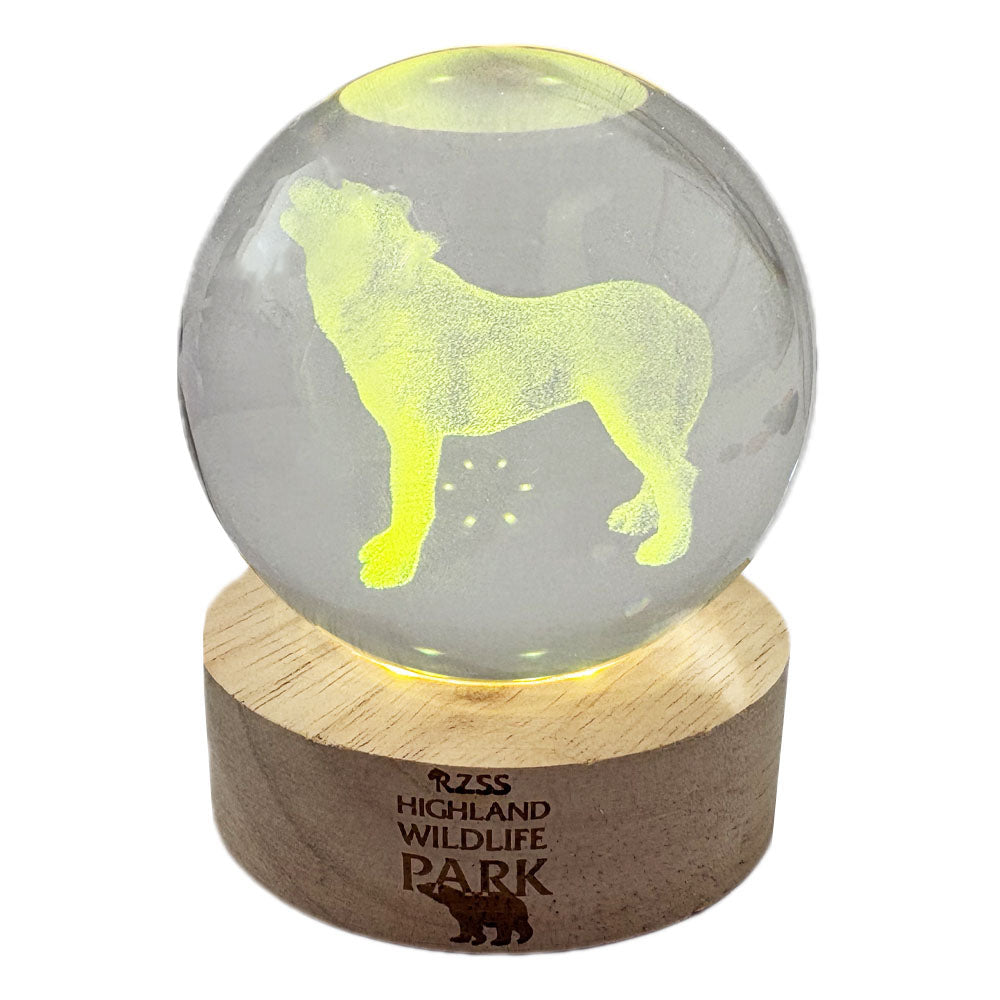 Highland Wildlife Park wolf light up crystal globe