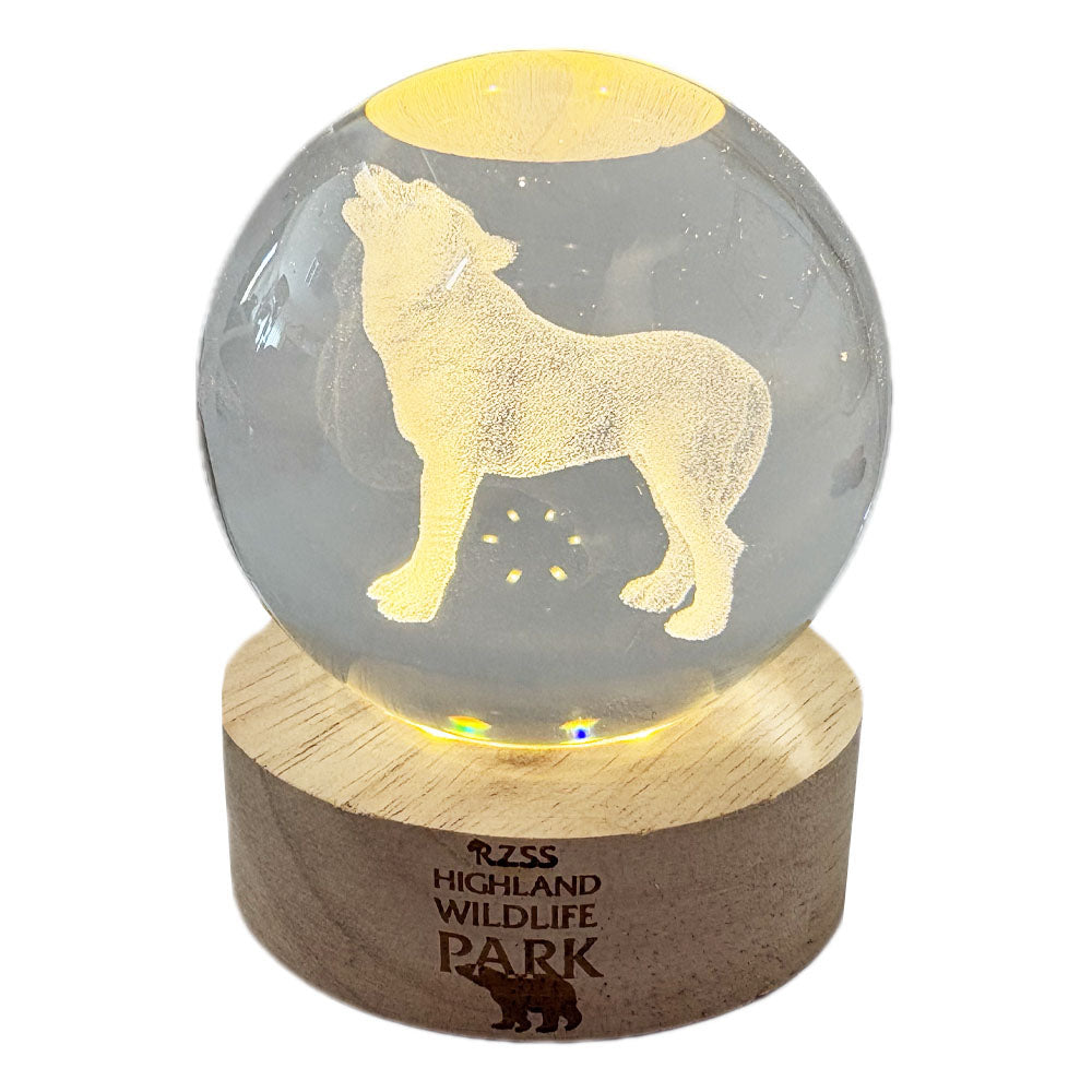 Highland Wildlife Park wolf light up crystal globe