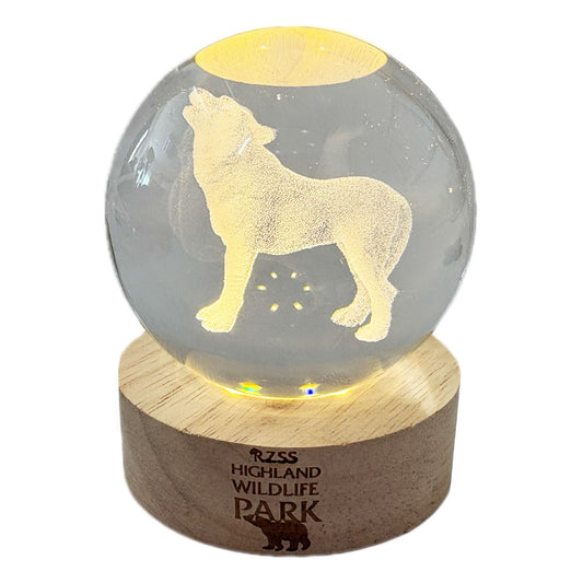 Highland Wildlife Park Wolf Light Up Crystal Globe