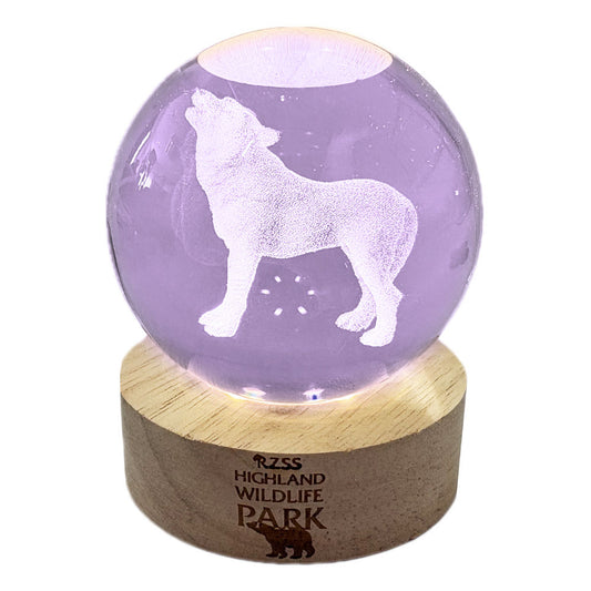 Highland Wildlife Park Wolf Light Up Crystal Globe