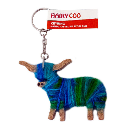 Hairy Coo keyring - Clyde blue green