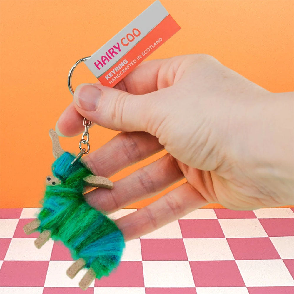 Hairy Coo keyring - Clyde blue green
