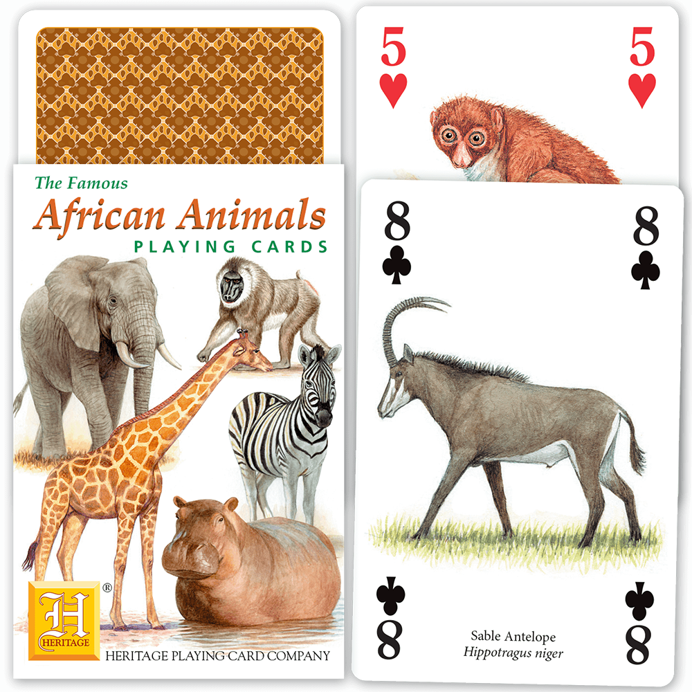 African Animals Playing Cards