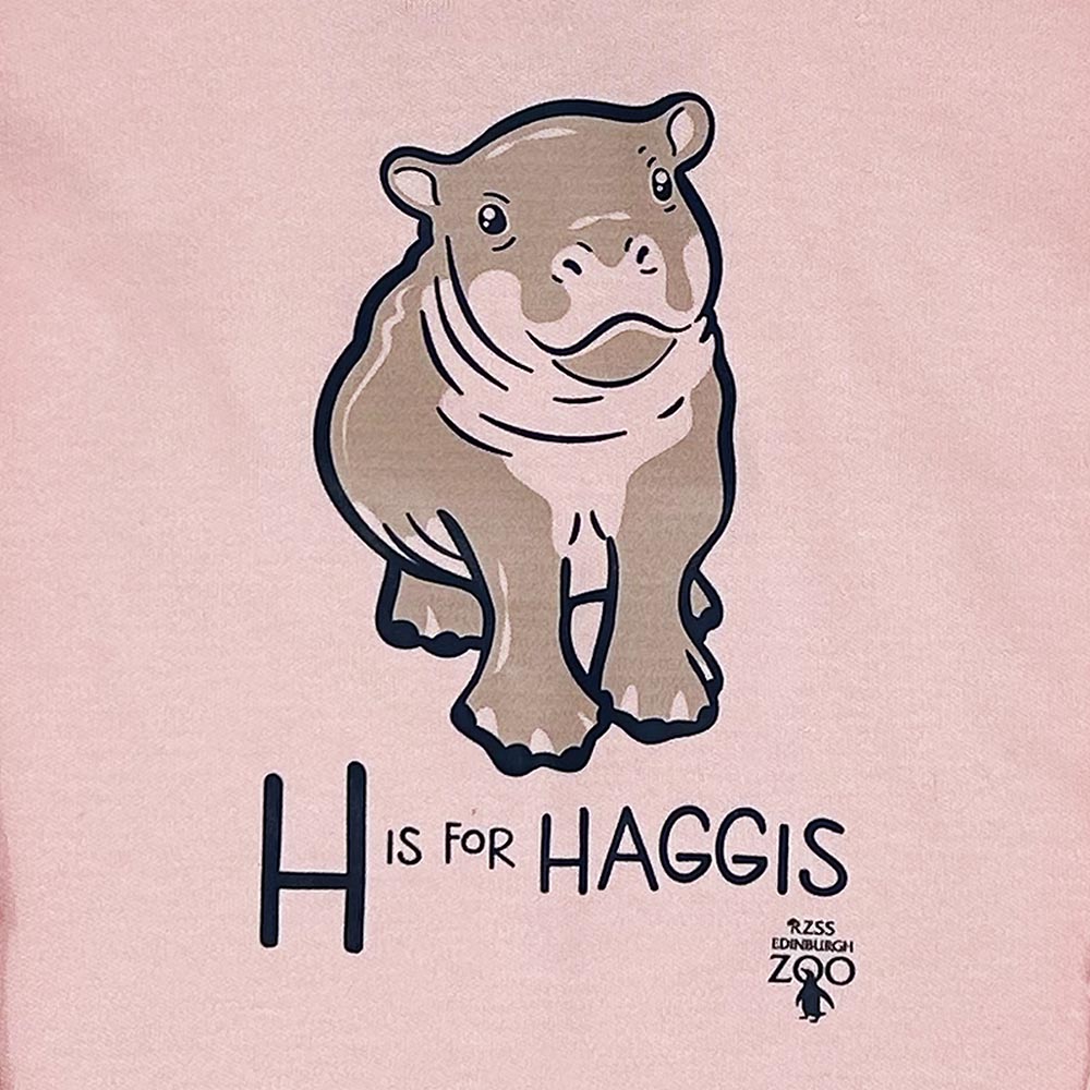 Have a little Hippo style with this Edinburgh Zoo H is for Haggis Baby Hoodie in white. Made from 100% cotton and featuring oor wee Haggis.

Available in ages 6-12 months, 12-18 months &amp; 18-24 months