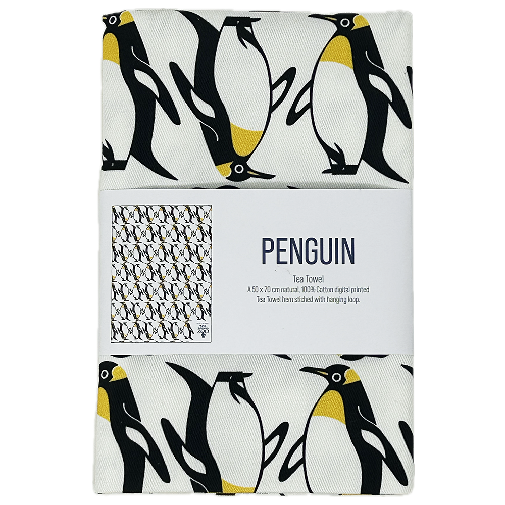 Add a little penguin splash to your kitchen with this Edinburgh Zoo Penguin tea towel. Made with 100% cotton, it's both functional and fun. Keep your kitchen cute and tidy with this unique tea towel.