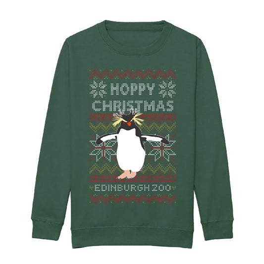 Childs Edinburgh Zoo Northern Rockhopper Christmas Jumper - Green