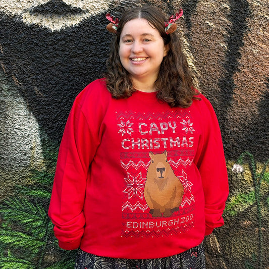 Edinburgh Zoo capy Christmas jumper - red