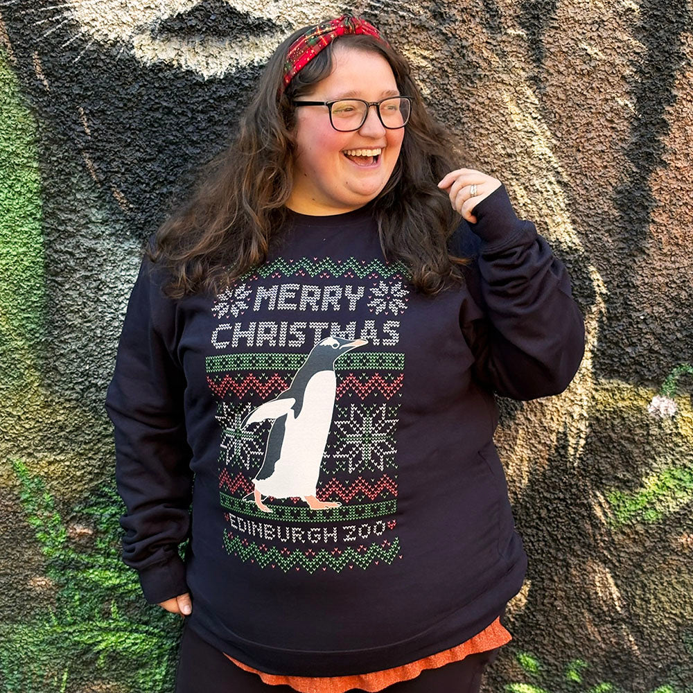 Edinburgh Zoo Gentoo Christmas Jumper - Navy