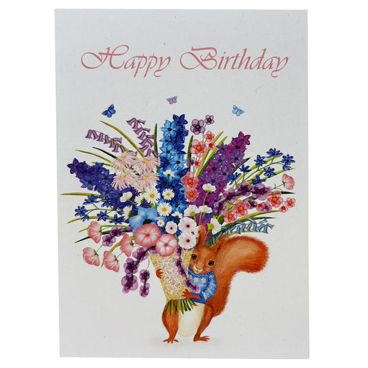 Red Squirrel Happy Birthday Card