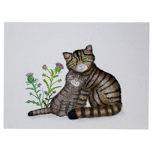 Scottish Wildcat and Kitten Greeting Card