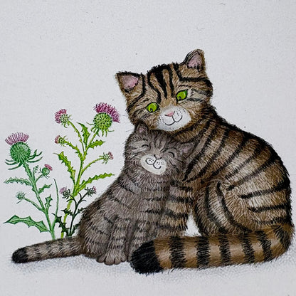 Scottish Wildcat and Kitten Greeting Card