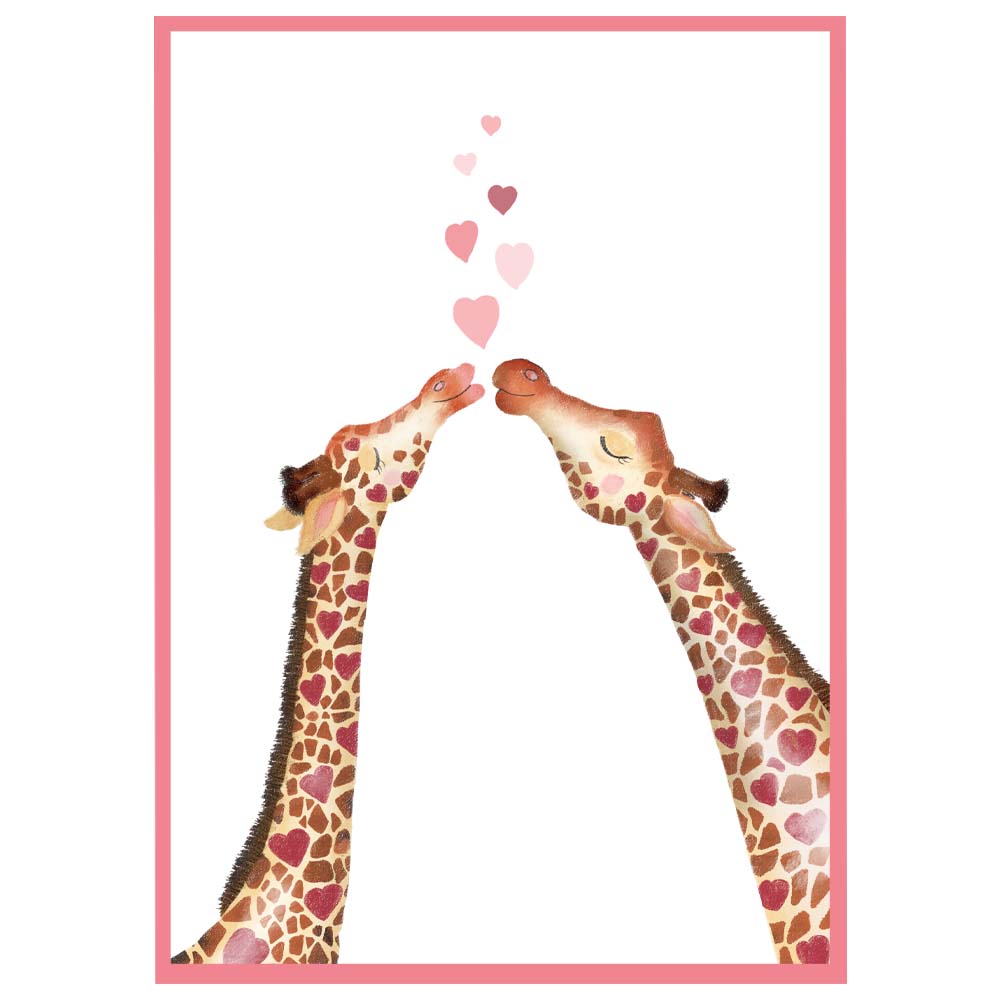 Giraffes Kisses Valentine Card