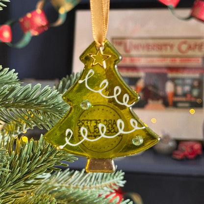 Christmas tree fused glass hanging decoration