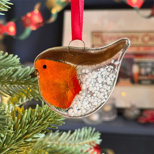 Robin fused glass hanging decoration