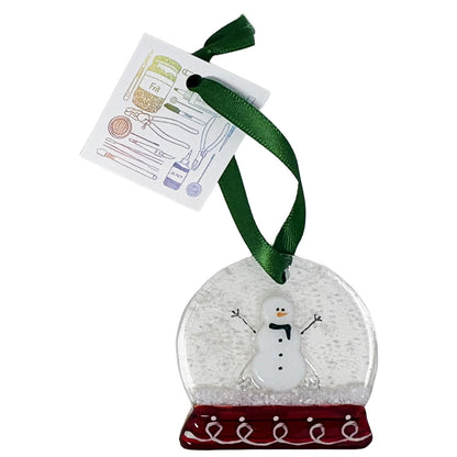 Snow globe fused glass hanging decoration