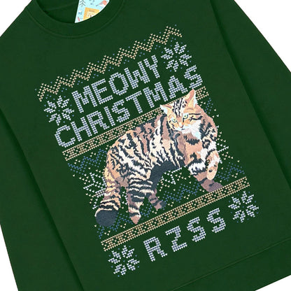 RZSS meowy Christmas jumper - green
