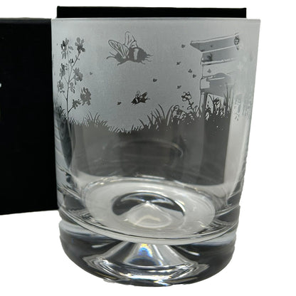 This bee design whisky tumbler from the Milford Collection is hand crafted and designed to be the perfect gift for that special person.

Dimensions: Whisky Tumbler Glass: Height: 9.5cm Width: 7.5cm

In the box Height: 10.5cm Width: 9.5cm,&nbsp;