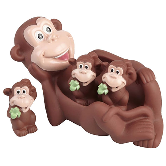 This Monkey family bath toy set by Ravensden is a great gift to ensure a fun bath time! Comes complete with large Monkey and three small.