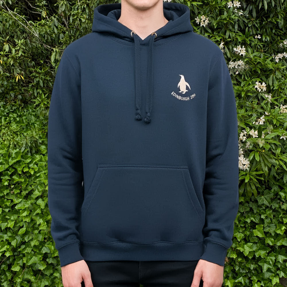 Edinburgh Zoo penguin hooded sweatshirt - navy/rose gold