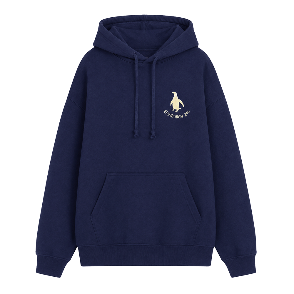 Edinburgh Zoo penguin hooded sweatshirt - navy/rose gold