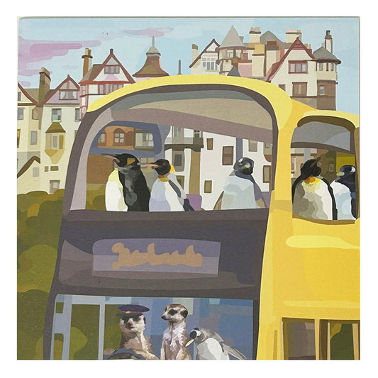 Get ready for an adorably unexpected surprise with our Meerkats and Penguins on Bus Greetings Card. Perfect for any occasion, this card will bring a smile to anyone's face with its playful combination of two beloved animals on an Edinburgh Bus. A guaranteed way to brighten someone's day!