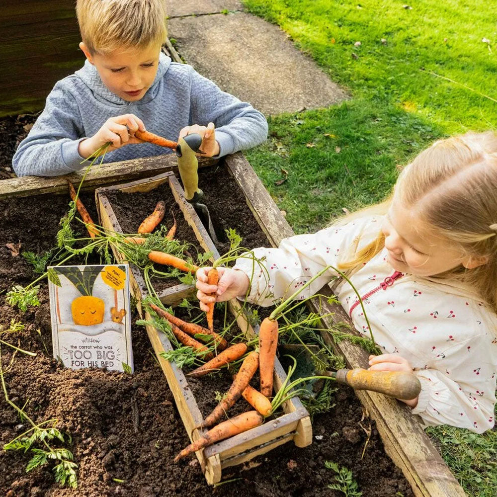 Carrot loves his nice warm bed. But soon he wants to explore the big wide world. Who will help him pull up his roots and move on? This delightful story for youngsters is printed on paper containing real carrot seeds. So you can have lots of fun reading the story and growing your own carrots together.