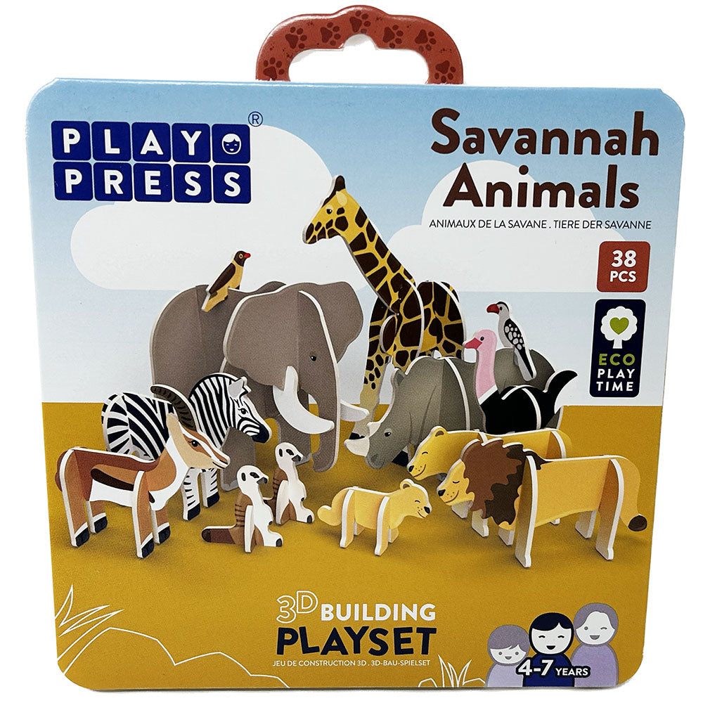 Fostering improved motor skills, problem-solving, and construction abilities, the Savannah Animals Play Press is the ideal gift for any child. Plus, its convenient flat-pack packaging is perfect for sending in the mail or taking on a trip, it's also printed with food-safe water-based inks that are vegan, ocean-friendly, OBA-free, and approved to European Toy Safety Directives.