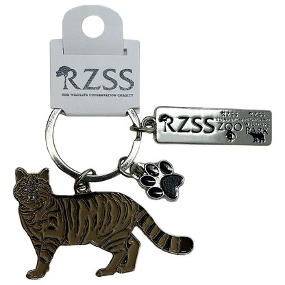 Get your paws on this RZSS Scottish Wildcat Keyring.  8cm x 6cm hanging with extra paw charm and RZSS, Edinburgh Zoo & Highland Wildlife Park logos.