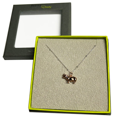 Reeves & Reeves Sterling Silver & Rose Gold Hippo Necklace