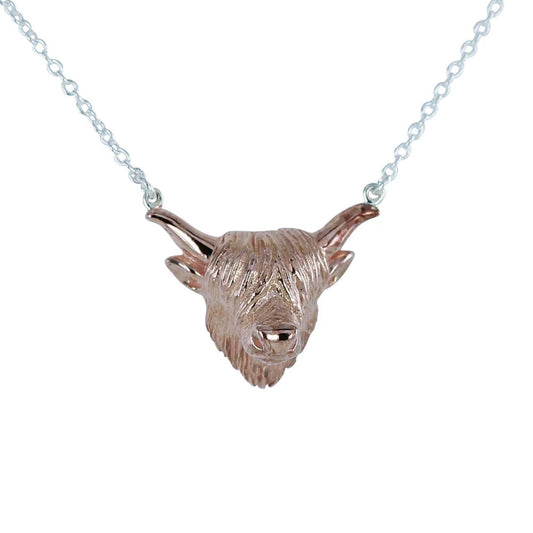 Reeves & Reeves Highland Cow Necklace in Rose Gold