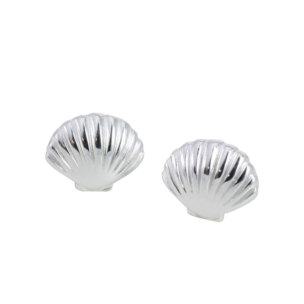 Reeves & Reeves Scallop Shell Stud Earrings Sterling Silver