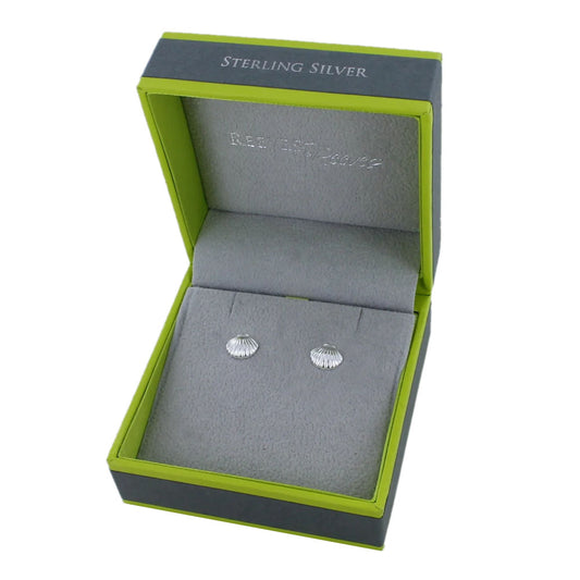 Reeves & Reeves Scallop Shell Stud Earrings Sterling Silver