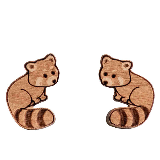 Little Red Panda Cherrywood Earrings