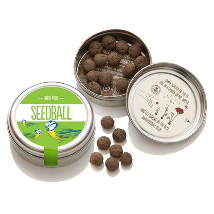 Each seedball contains approximately 30 seeds per ball, and each tin will provide coverage for 1 square metre in a garden, or 3-5 medium sized pots. Best scattered in Spring or Autumn.