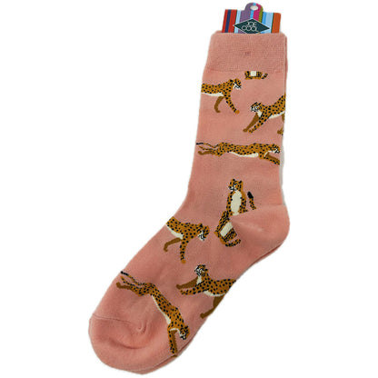 Cheetah Socks Pink Size 4-7