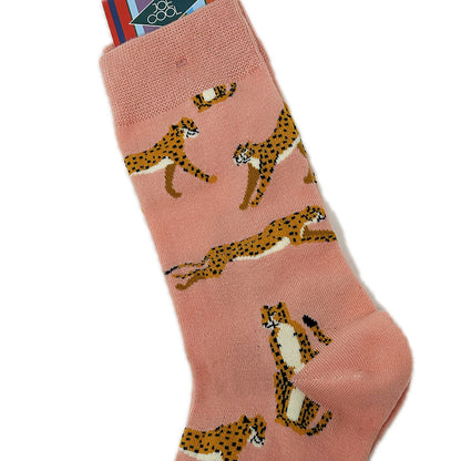 Cheetah Socks Pink Size 4-7