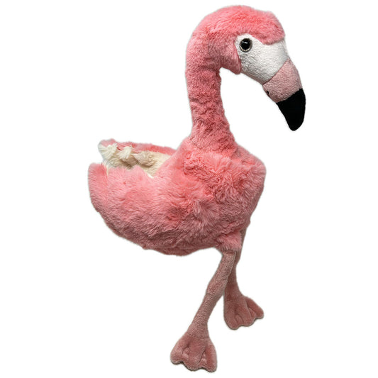 Who says birds aren’t cuddly, soft and snuggly? Jill flamingo from Steiff proves with every 30cm of her size that long legs, a beautifully curved neck and bright pink plumage also come with a very high cuddle factor! Moreover, Jill looks out of her dark round eyes with a heart-warming gaze. Who has a place in their nest for Jill flamingo soft toy?  Machine washable at 30 degrees