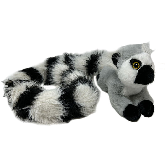 This loveable Tailkins Ring Tail Lemur has velcro paws as the front for holding on and a massive 75cm tail. The tail has long pile plush in the classic ring tailed black & white stripes.  Take this new pal home and wrap his awesome tail round for snuggles.  95cm  Wipe Clean