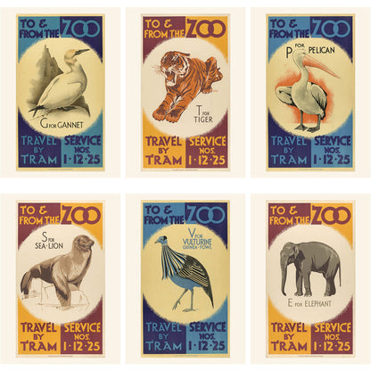 Edinburgh Zoo memories tram posters A4 collection (6 prints)