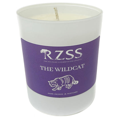 This delicate and fragrant Wildcat Candle from RZSS is a wonderful addition to any home. Soy wax in a frosted glass container, wrapped in wildcat print fabric and tied with twine. Citrus notes and spices combine to create a modern air of intrigue, the soft warmth of woods, mosses and a shimmer of florals.