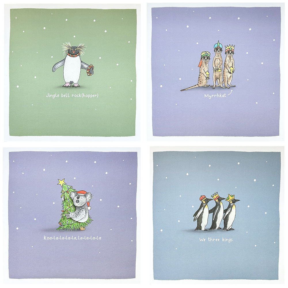 4 Pack Animal Christmas Cards