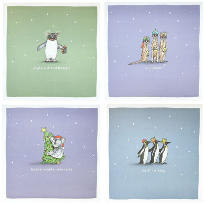 4 Pack Animal Christmas Cards