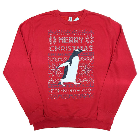 Edinburgh Zoo Gentoo Christmas Jumper - Red