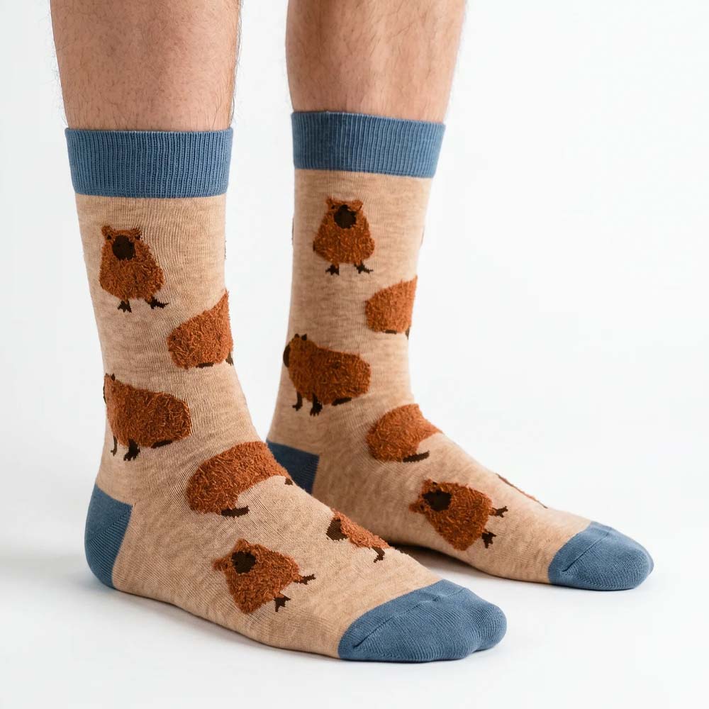 Socktopus fluffy capybara socks - oatmeal