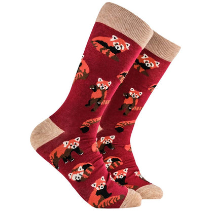 Socktopus red panda socks - burgundy