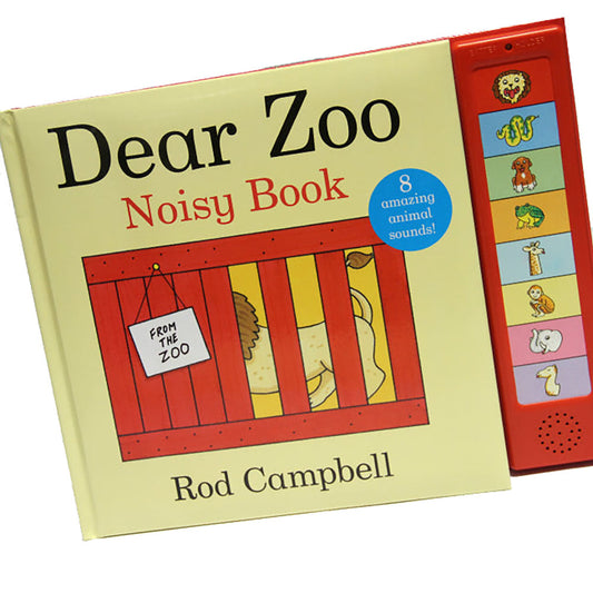 'I wrote to the zoo to send me a pet . . .'  This wonderful play-along sound book brings the classic story of DEAR ZOO a firm favourite with toddlers and parents alike, to noisy life. Lift the flaps and press the sound buttons to see what the zoo has sent: the perfect pet - in the end!  Written by Rod Campbell.  Hardback book  Dimensions: 310mm x 248mm Dear Zoo Noisy Book Written by Rod Campbell