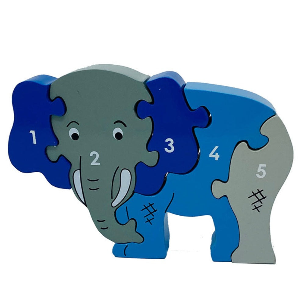 This wooden Elephant jigsaw is the ideal toy to be able to learn through playing. The jigsaw consists of five chunky pieces, is 25mm thick and can free stand when completed.  This fair trade wooden jigsaw puzzle is handcrafted by skilled individuals in Sri Lanka from MDF and nontoxic Paints.  Suitable for 10 months and above.