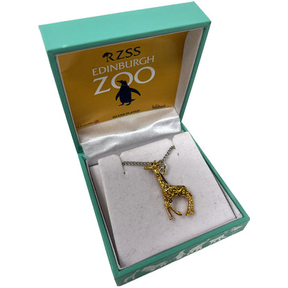 Spread some sparkle with this dazzling Edinburgh Zoo Boxed Giraffe Pendant. Silver plated pendant and chain, comes in an Edinburgh Zoo branded gift box.